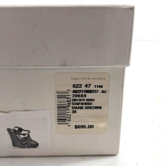 Designer Chloe Saks 5th Ave-Brown Leather Wedge Sandals MSRP$695, sz 38, box/bag - Picture 13 of 16
